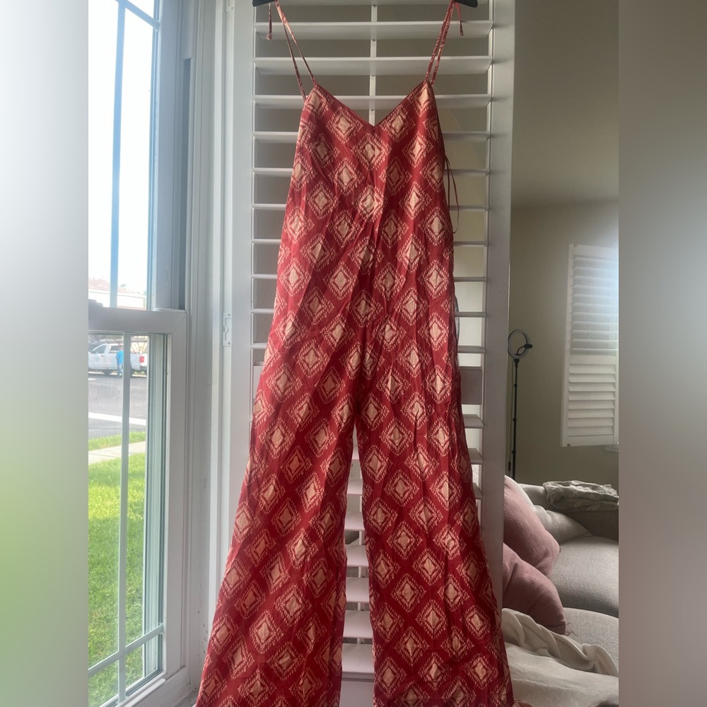 Zara Red and Cream Patterned romper